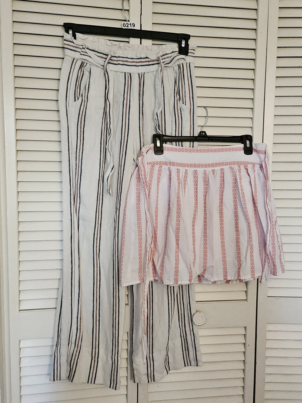Jolt White Maxi Skirt with Black & Pink Vertical Stripes 219